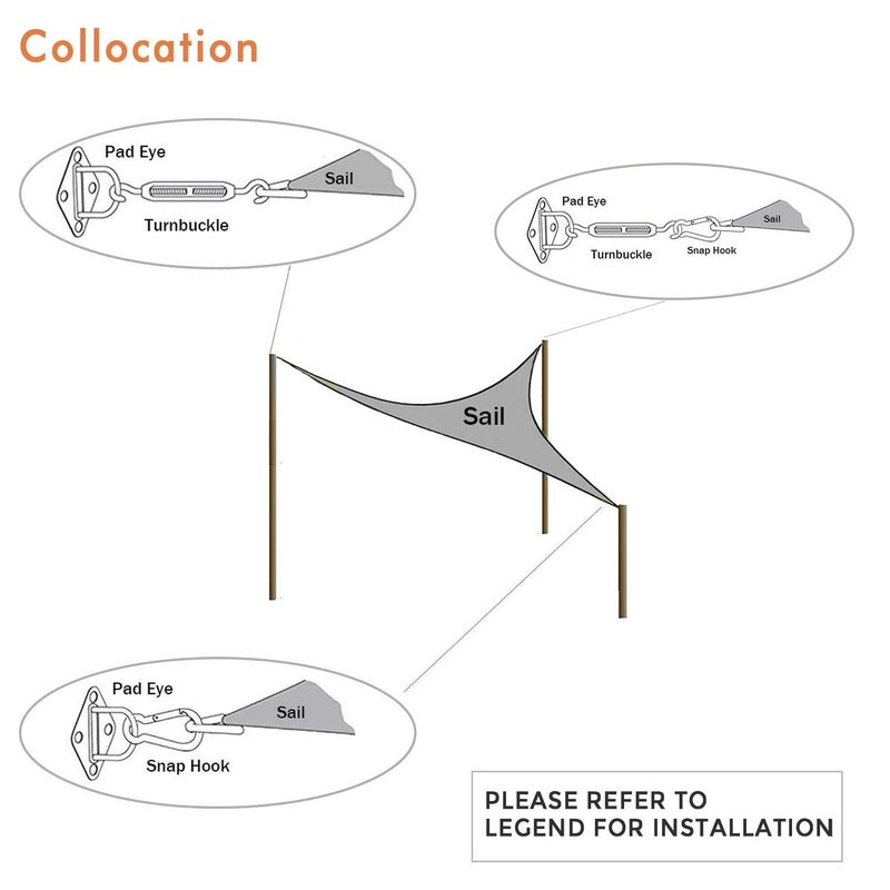 Artpuch Sun Shade Sail Hardware Kit 8 Inch for Triangle Sun Shade Sail Outdoor Installation 304 Stainless Steel - Image 5